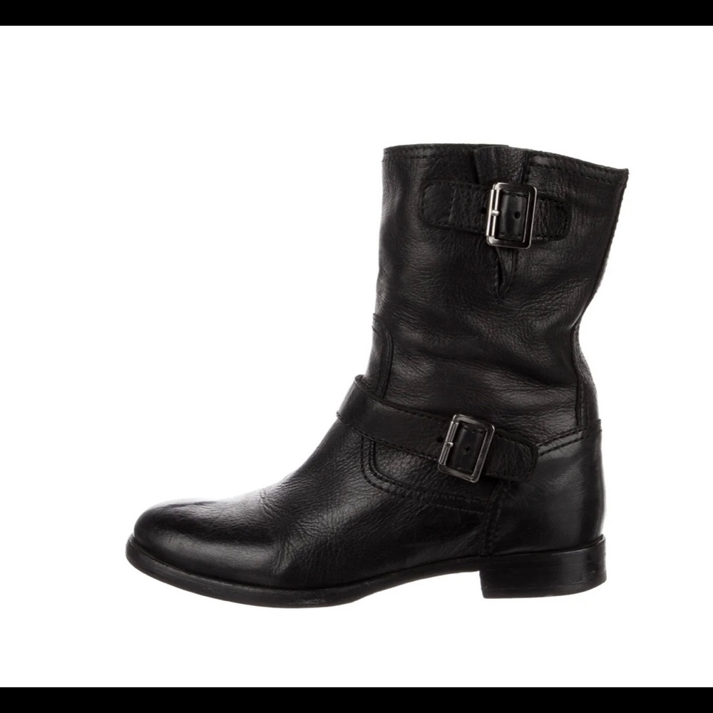 Prada Black Leather Moto Boots